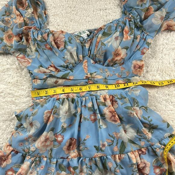 Steps NY Sweetheart floral print smocked bodice bishop sleeve peasant dress, med - Picture 6 of 9